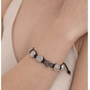 Communion Of Saints Divine Mercy Bracelet Black Cord Catholic